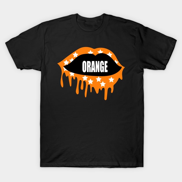 bleed orange lips with stars T-Shirt by designs-hj